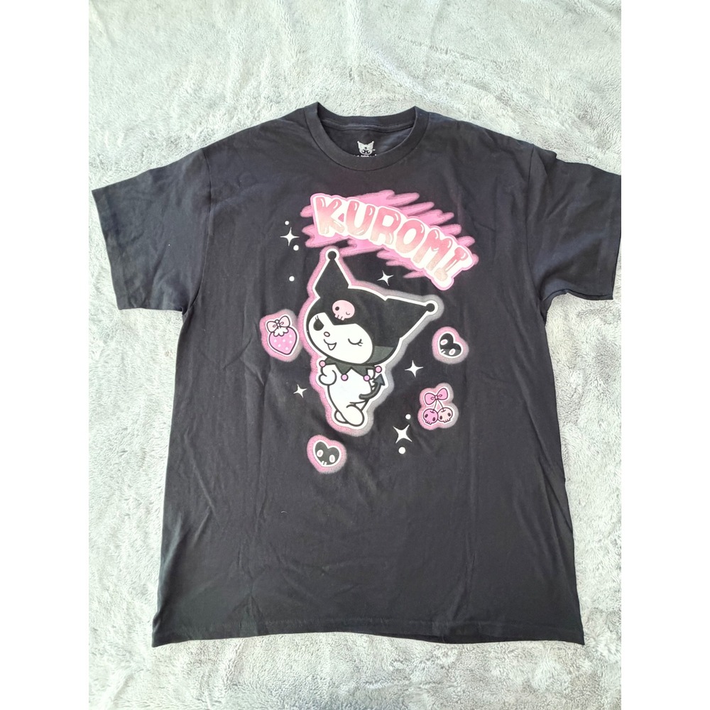 NWOT Sanrio Kuromi Graphic T-Shirt Black Pink Hybrid Apparel Double Sided Lrg